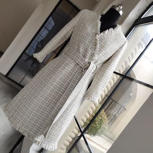 Ways New restoring ancient wool dress v neck tweed tassel aristocratic temperament cultivate morality show thin