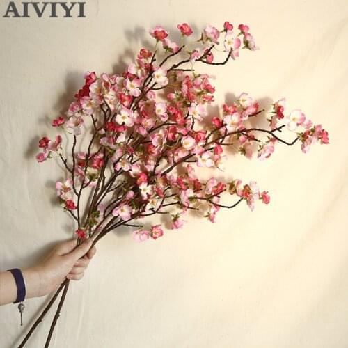 New artificial cherry blossom peach flower bouquet cherry blossom silk fake flower wedding DIY home decoration
