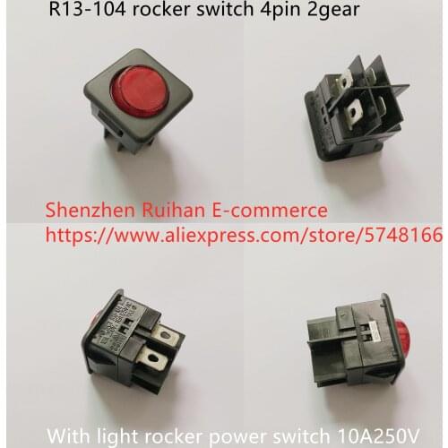 Original new 100% R13-104 rocker switch 4pin 2 gear with light rocker power switch 10A250V