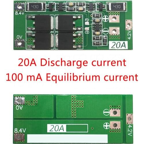 2S 20A 7.4V 8.4V 18650 Lithium Battery Protection Board BMS Board Balance Version Standard Version