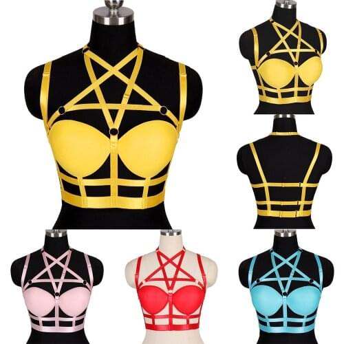Harness Fashion Sexy Lingerie Club Rave Wear Punk Body Harness Garter Belt Gothic Bdsm Chest Bondage Cage Bra Exotic Accessories