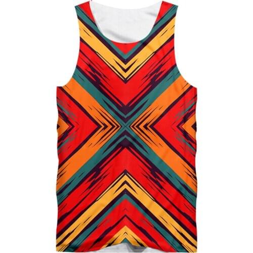 IFPD EU Size Harajuku Mens Casual Tank Top Cool 3D Print Colorful Symmetry Creative Design Vest Mans Slim Sleeveless Singlets