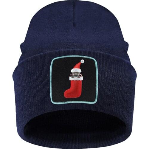 Christmas Socks Cats Keep Warm Knitted SkullCap Men Streetwear Bonnet Skiing Hat White Fall Winter Fashion Czapka Zimowa Elastic