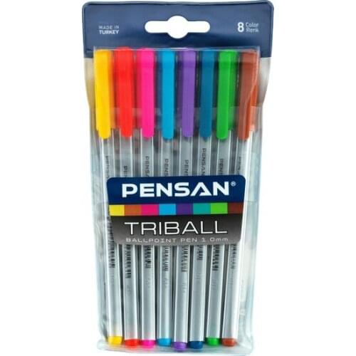 Original PENSAN BALLPOINT TRIBALL 1MM COLORFUL 8 Lİ SET 01003