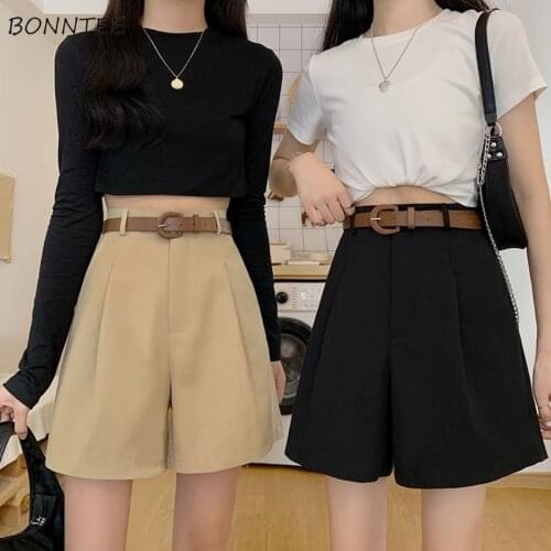 Shorts Women Solid Simple High Waist Cargo Trousers Trendy Casual All-match Thin Ins Style Students Female Fashion Clothing