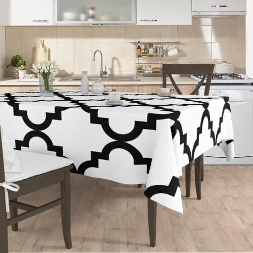 Tablecloth living room kitchen cover runner patterned white black line ethnic patterned micro fabric cover free shipping