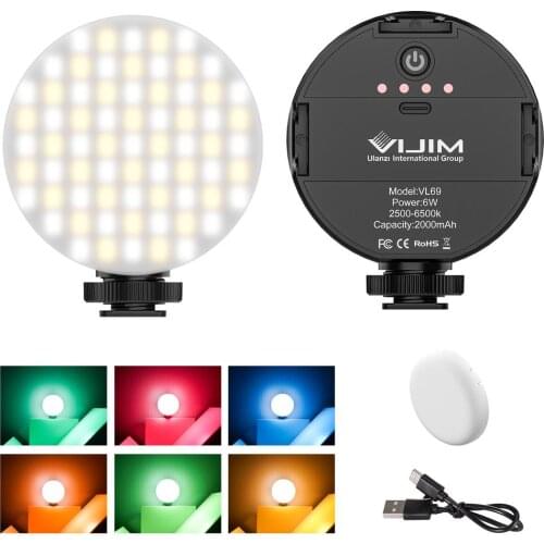 Vijim Vl69 Led Video Light With Soft Case And Rgb Color Filters Bi-color Selfie Light Camera Light For Youtube Vlog Lighting