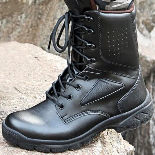 Outdoor Tactical Anti-Skid Sand-Proof Side Zipper Combat Boots Men Women Trekking Camping Climbing Lightweight Training Shoes
