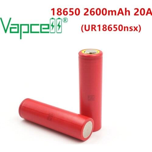 Vapcell 100% original 18650 2600mAh 20A rechargeable li ion battery UR18650nsx batteries for flashlight power tools free shippin