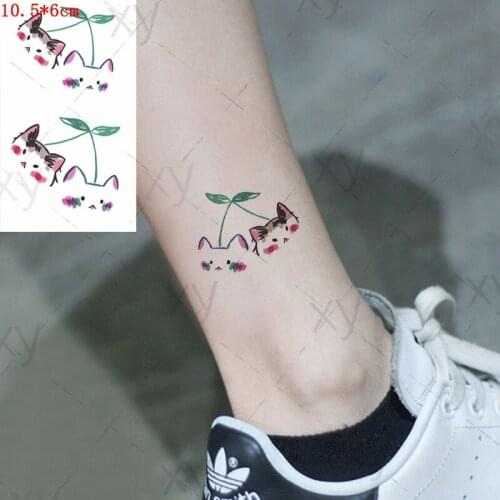 Waterproof Temporary Tattoo Sticker Cartoons Couples Color Cat Flash Tatoo Fake Tatto Body Art Wrist for Girl Men Women Kids
