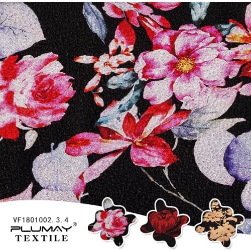 High quality polyester spandex flower foil bubble fabric for women dress by half(1/2) yard