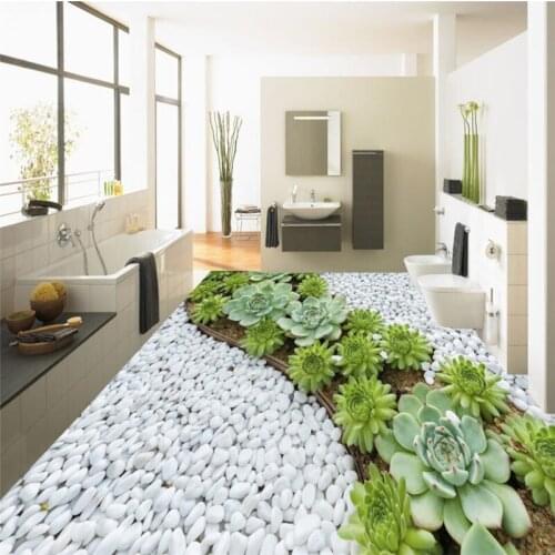 Wellyu 3D cobbled cactus bathroom floor painting custom large fresco pvc waterproof thick wearable papel de parede