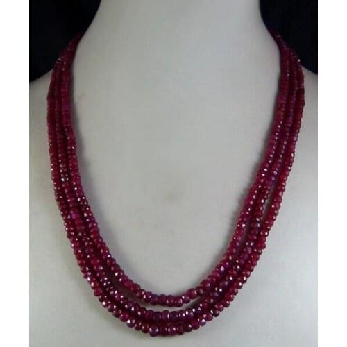 Shupping J0035 2x4mm NATURAL FACETED BEADS NECKLACE 3 STRAND natural Luxury Ms. girl Wedding Jewelry