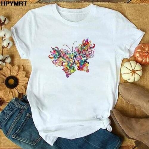 Womens T-Shirts Beautiful butterfly t Shirts for Women Cute In Russia Harajuku Plus Size Tops Aesthetic Clothes Tshirt Female