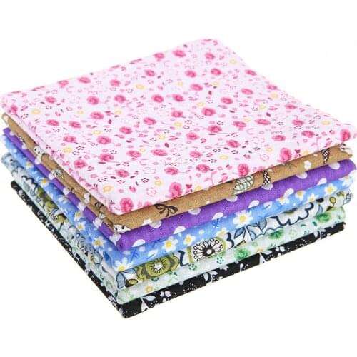 100% Cotton 7PCs Sewing Clothing Fabric Assorted Squares Pre-Cut Quilt Quarters Bundle Patchwork For DIY Handmade Doll 25*25cm
