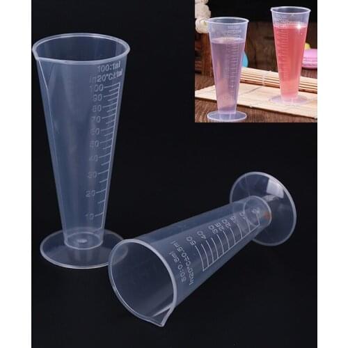 2Pcs/Set Measuring Cup Transparent Plastic Measuring Cup Hotel Bar Jug Pour Spout Cylinder Reusable Kitchen Measuring Tool