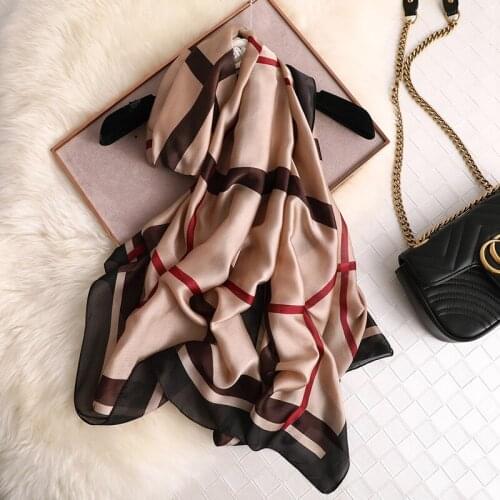 2021 Luxury Brand Women Silk Scarf Fashion Soft Scarves New Designer Female Summer 180X90CM Shawls Wraps Long Size Foulard Sjaal