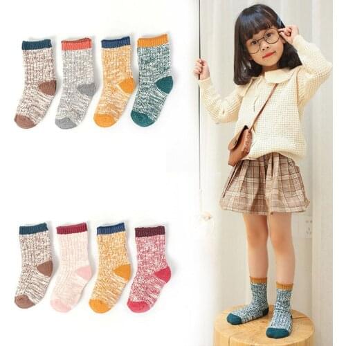 4 Pairs/lot Winter Thick Knitted Girls Warm Socks Children Socks Boys Suitable for 1-12 Years Old