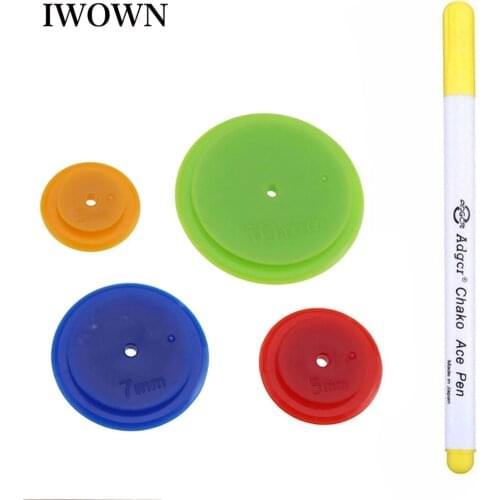 4Pcs Patchwork Tracing Wheel Round Seam Stitch Space Scanning Loom Maker Quilting with 1pc Water Erasable Pen Craft Sewing Tools