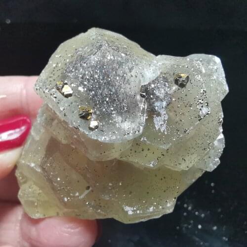 48.3gRare natural flower liquid and nonferrous pyrite symbiosis repair energy home decoration QUARTZ GEM teaching collection
