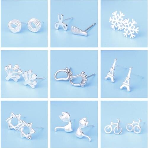 925 Sterling Silver Pin Ring simple circle flower earrings, exquisite style to enhance temperament, Christmas gift