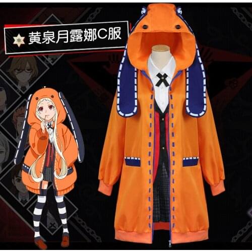 Anime Kakegurui Yomoduki Runa Jacket Hoodie Coat Yumeko Jabami Cosplay Costume Japanese School Girls Uniform WIG Halloween Gifts