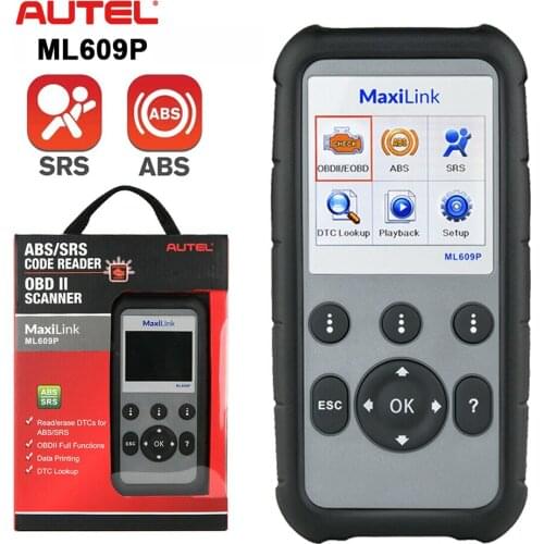 Autel AutoLink ML609P OBD2 Scanner ABS SRS Scan Tool, Turn Off ABS Airbag Warning Light, Same Functions as ML619, AL609P, AL619