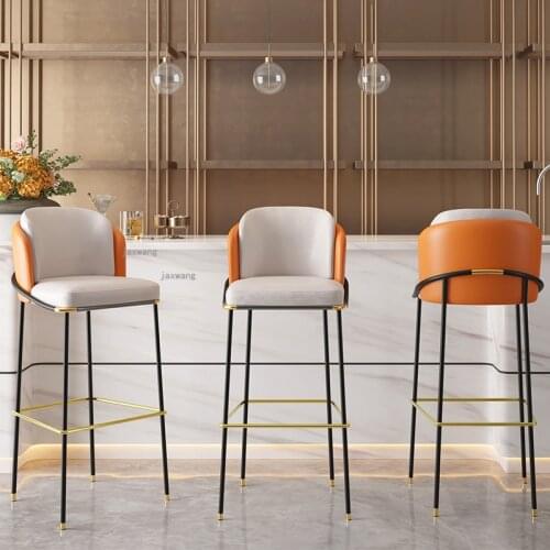 Nordic Bar Chair Light Luxury Custom High Chair Modern Simple Home Creative Bar Stool Living Room Furniture Comfortable Backrest