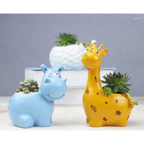 Cartoon Animal Resin Flowerpot Horticultural Creative Desktop Potted Succulent Flowerpot Small Garden Balcony