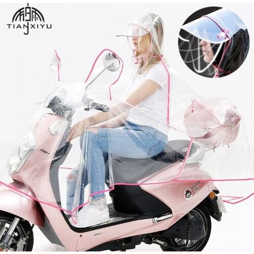 Double layer Hat Eaves Electric Motorcycle Raincoat Transparent Raincoat Women Impermeable Rain Coat Reflective Edge Rain Cover