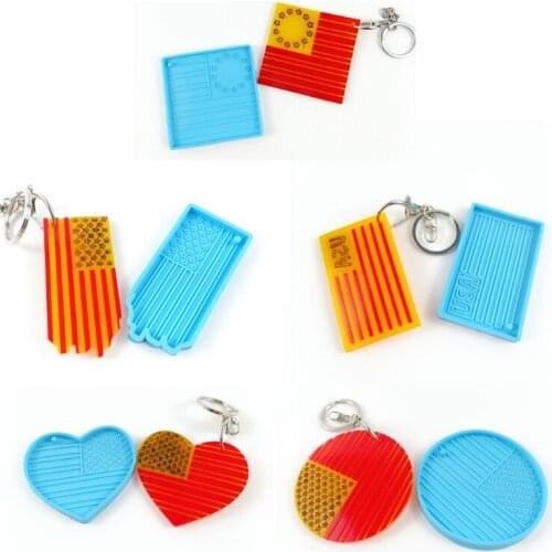 USA Flag Resin Mold American US Flag Keychain Pendant Mold Statue of Liberty Independence Silicone Resin Casting Molds