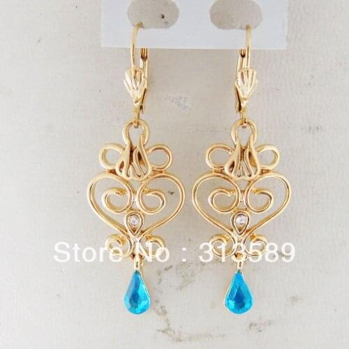 Foromance/- YELLOW GOLD OVERLAY FILLED BRASS MUSLIM ALLAH GOD TALL 50mm 1.97" CZ EARRING/GREAT GIFT