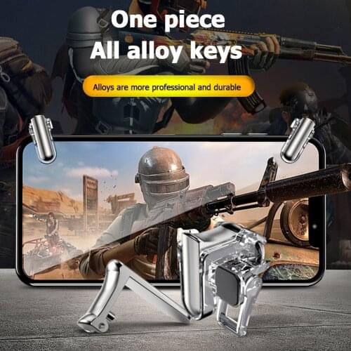 GT01 1 Pair Gray + White PUBG Mobile Gaming ABS + Alloy Trigger Grip Gamepad Fire Button Phone Controller 24 X 37 X 10mm