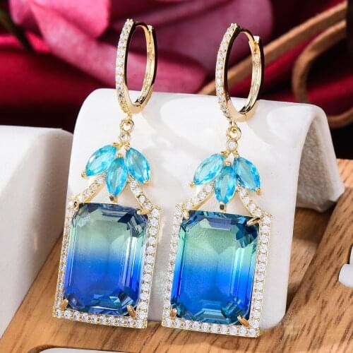 GODKI 50mm Multicolor Long Square Drop Earring For Women Wedding Party Indian Dubai Bridal Jewelry boucle d'oreille femme Gift