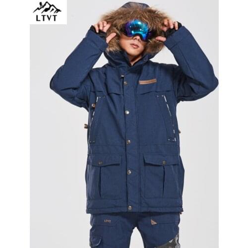 LTVT Snowboard Ski Suits Mens Single Double Board Waterproof Padded Straps Detachable Thin Version To Keep Warm Male Ski Sets