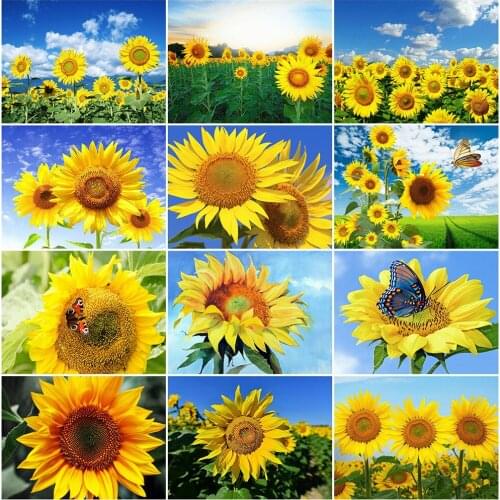MomoArt Diamond Mosaic Flowers Full Drill Square Diamond Painting Sunflower Cross Stitch Kits Embroidery New Arrival Handicraft