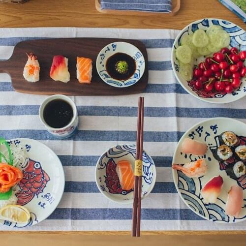 Ceramic Tableware Set Household Combination Dish Rice Rice Bowl Noodle Bowl Creative Hand-painted Japanese Style