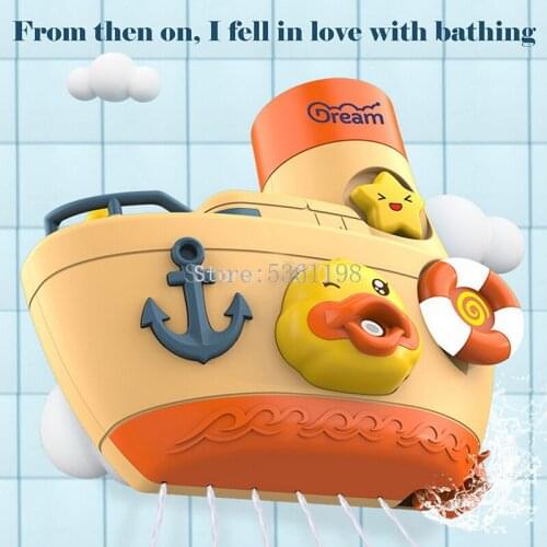 Baby New Bath Toy A Set Yellow Duck Pirate Ship Model Suction Cup Game Bathroom Shower Water Paly Faucet Water Spray Summer Gift