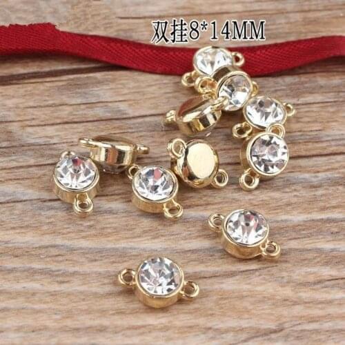 New Arrival 50PCS Crystal Rhinestone Jewelry Charms Gold Tone Metal Alloy Bracelet Connecter Charm DIY Necklace Pendant Charm