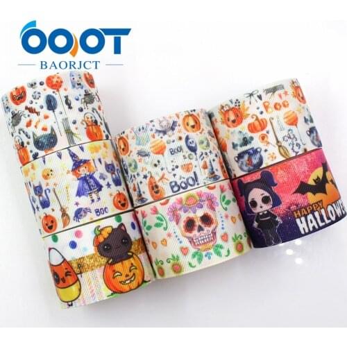 OOOT BAORJCT G-18925-1165,38 mm 10 yards Halloween Ribbons Thermal transfer Printed grosgrain,Holiday decoration DIY materials