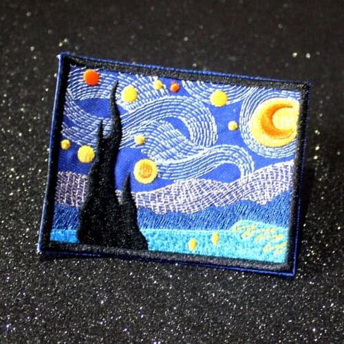 Pulaqi Van Gogh Patch Embroidered Patches For Clothing Iron On Patches Nirvana Patch for Clothes Appliques Stripes For Jacket