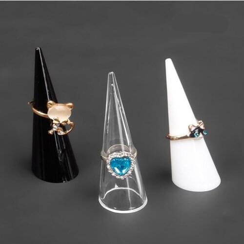 1X Black White Finger Cone Fingertip Ring Stand Jewellery Display Holder Plastic Storage New Useful Jewelry Accessories