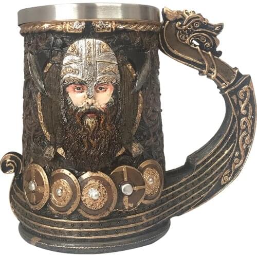 Resin Stainless Steel Vikings Coffee Mugs Creative Tea Cups Beer Tankard Drinkware Coffeeware