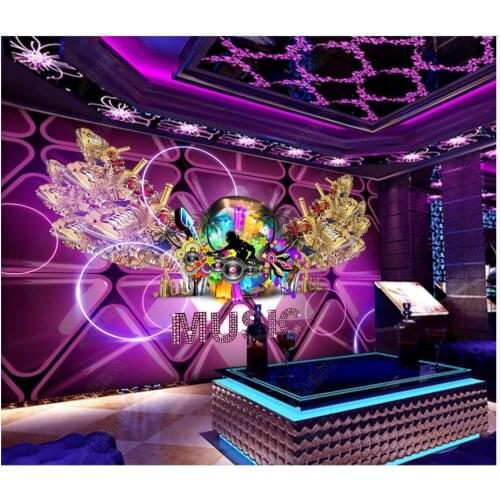 Custom photo wallpapers 3d murals wallpaper for walls 3 d Purple cool 3D space fashion music bar KTV club background wall papers
