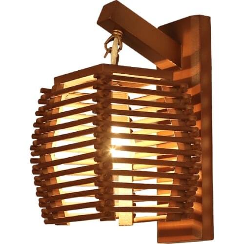Industrial vintage bamboo wall lamp E27 chinese sconce light aisle corridor hotel ktichen dinging restaurant cafe room light