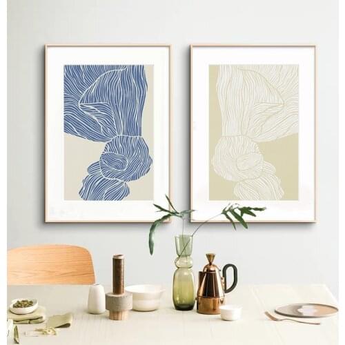 Simple Nordic small fresh abstract geometric lines Morandi color porch murals poster print canvas decorative painting