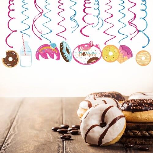 PVC Donuts Hanging Foil Swirls Baby Shower Party Decorations Sweet Donuts Wedding Party Favors Girls Birthday Party Supplies