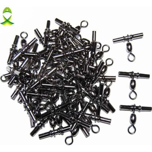 JSM 20pcs Cross Line Crane Fishing Swivel Brass With Black Nickle Fishing Cross-line Crane Swivels Connector Size 1 2 3 1/0 2/0