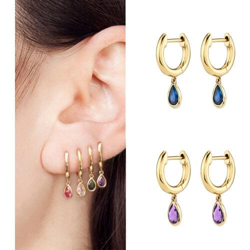 925 Sterling Silver Ear Buckle Minimalist Crystal Pendants Exquisite Hoop Earrings Women Fashion Jewelry Elegant Birthday Gifts