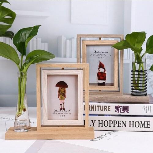 Nordic Double-Sided Photo Frame 5 Inch Photo Desk Surface Hydroponics Rotating Table Decoration Creative Photo Frame